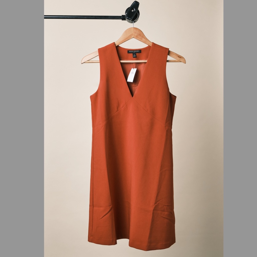 Banana Republic Burnt Sienna V-Neck Shift Dress